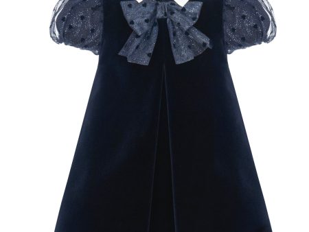 BALLOON CHIC - Velvet A Line Dress - Navy Online Sale