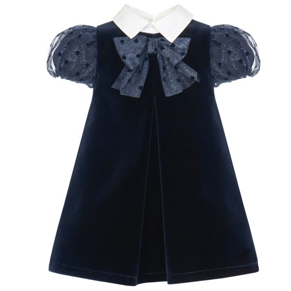 BALLOON CHIC - Velvet A Line Dress - Navy Online Sale