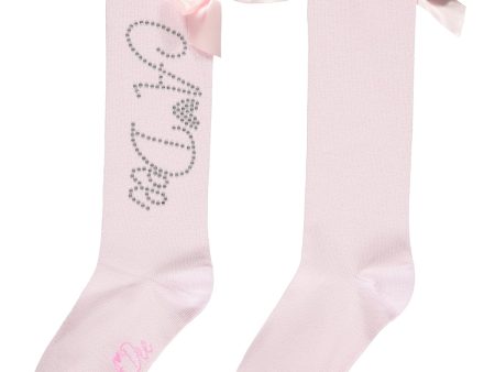 A DEE - Peony Dreams Annabella Diamanté Logo Knee High Socks - Pink Sale