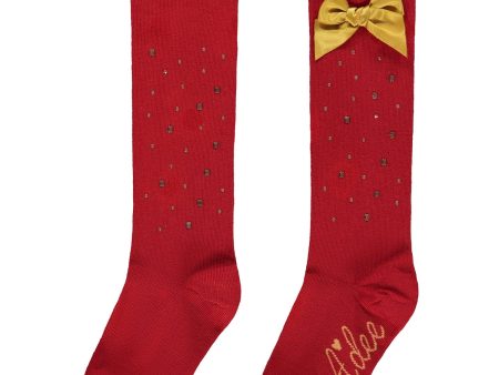 A DEE - A Dee Queen Ce-Ce Diamanté Knee High Socks  - Red Online Hot Sale