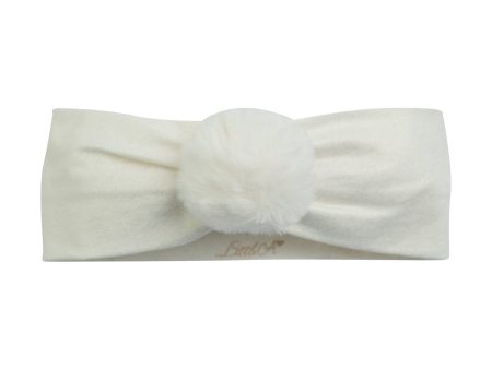 LITTLE A - As Good As Gold Fenix Pom Pom Headband - White Online Hot Sale