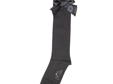 A DEE - Back To School Binky Bow Knee High Socks  - Dark Grey For Sale