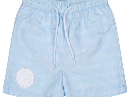 MITCH & SON - Triston Sandy Shores Mitch & Son Print Swim Shorts- Sky Blue Online now