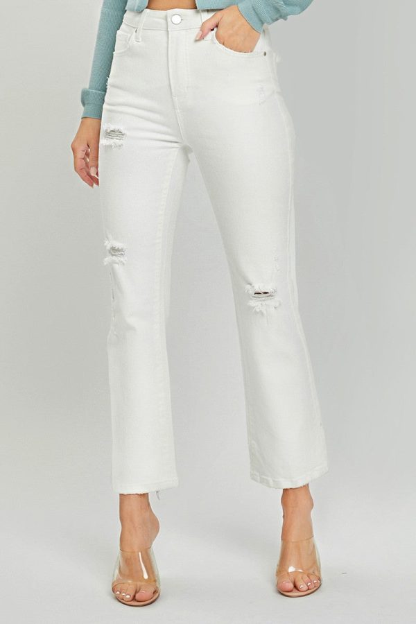 White, Distressed Denim Jeans For Sale