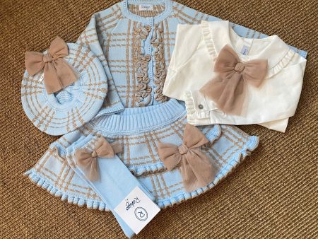 Rahigo - Five Piece Check Skirt Set  -  Baby Blue Cheap