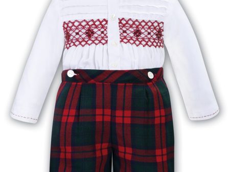 SARAH LOUISE -  Smock Tartan Short Set - Red Online Hot Sale