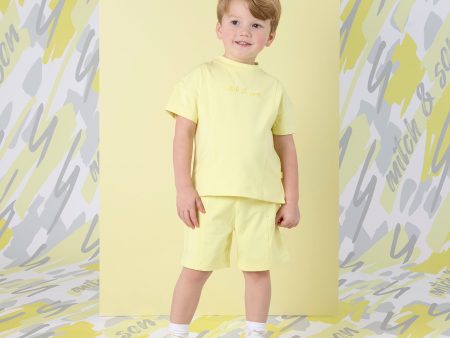 MITCH & SON - Griffin Lemon Doodles Pin Tuck Sweat Short Set - Lemon Glo For Cheap