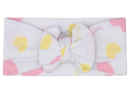 LITTLE A - Jeanie Pastel Hearts Headband - White Cheap