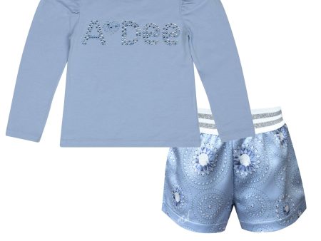 A DEE - A Dee On Ice Paris Diamond Print Short Set - Iced Blue Hot on Sale