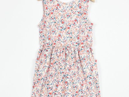 Kids Ivory & Orange Floral Tie Back Dress Cheap