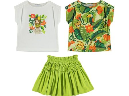 MAYORAL - Tropical Three Piece Skirt Set - Green Online Sale