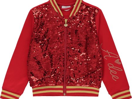 A DEE - A Dee Queen Crystal Sequin Bomber - Red Discount