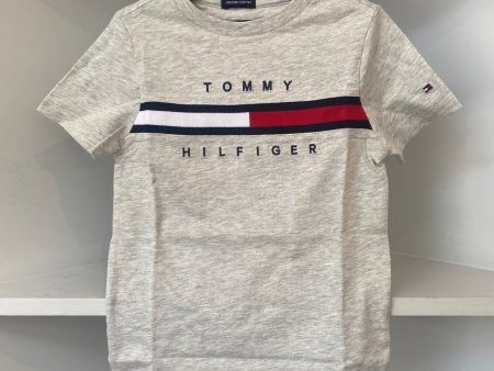 TOMMY HILFIGER - Logo Flag Tee - Grey For Cheap