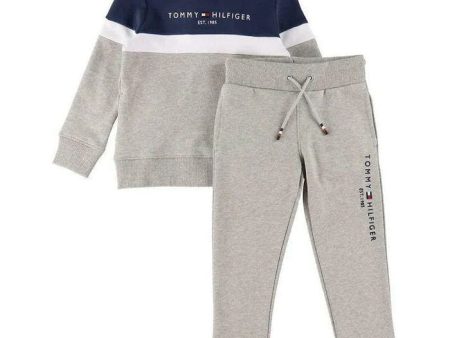 TOMMY HILFIGER - Hooded Essential Colour Blocked Tracksuit - Navy Hot on Sale