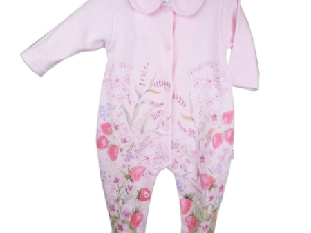 FIRST BABY - Strawberry Babygrow  - Pink Online now