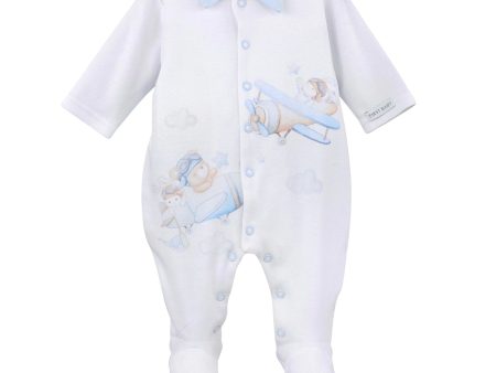 FIRST BABY - Planes Babygrow With Collar - Blue Cheap