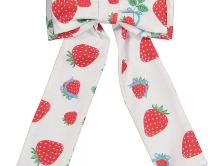 SAL & PIMENTA -  Strawberry Berries & Bows Hair Bow - White Online Sale