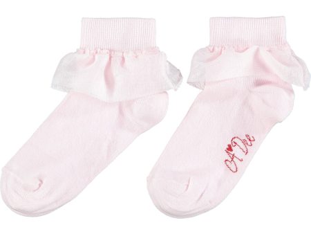 A DEE - Ellis Frill Ankle Socks - Pink For Cheap