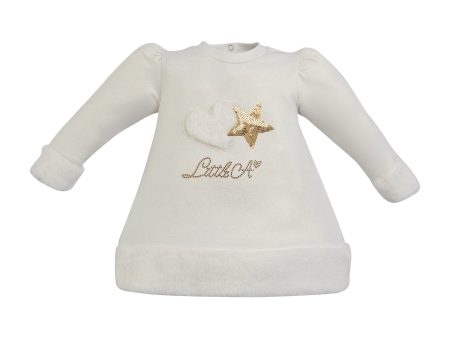 LITTLE A - As Good As Gold Fallon Fur Trimmed Star Dress - White Supply