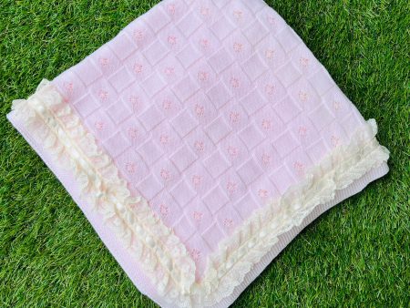 Nini - Blanket With Ivory Trim - Pink For Discount