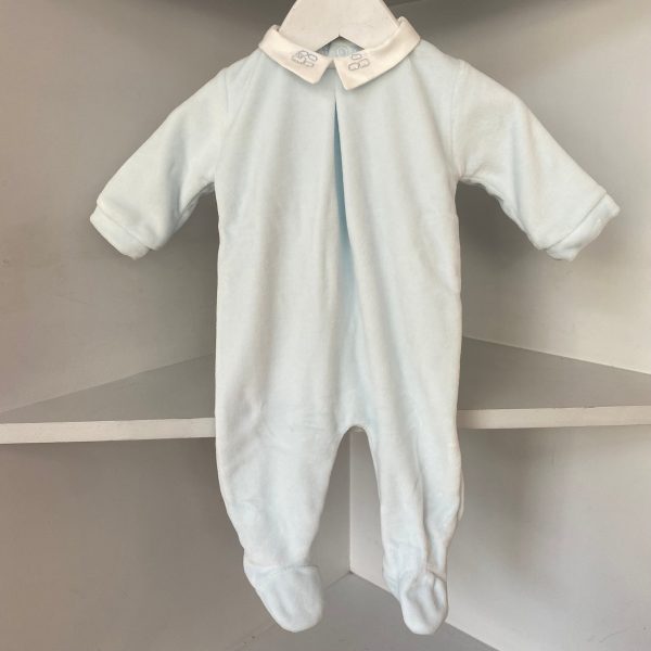 Coccode - Embroidered Collar Babygrow - Baby Blue Online Hot Sale