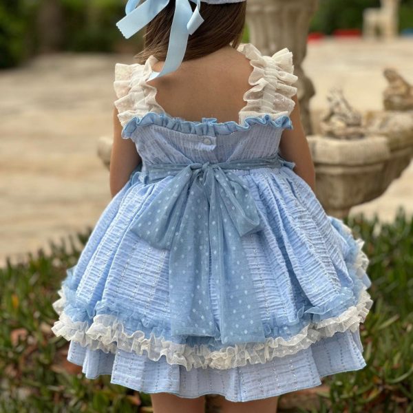 LA AMAPOLA - Helen Puffball Dress - Blue Sale