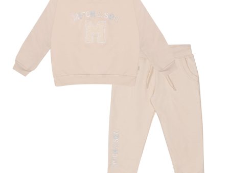 MITCH & SON - Addy Loopy Badge Crewneck Tracksuit - Beige For Discount