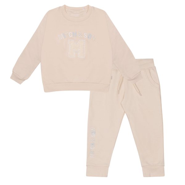 MITCH & SON - Addy Loopy Badge Crewneck Tracksuit - Beige For Discount