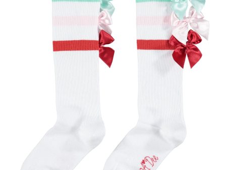 A DEE - Elizabeth Bow Knee High Sock - White Hot on Sale