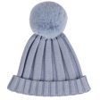 A DEE - A Dee On Ice Paola Knitted Lurex Pom Pom Hat - Iced Blue Online now