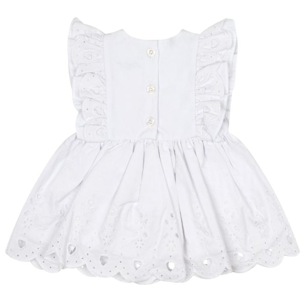 LITTLE A - Juniper Pastel Hearts Broderie Anglaise Dress - White For Sale