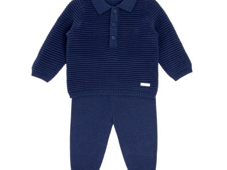 BLUES BABY -  Knit Ribbed Two Piece - Navy Hot on Sale