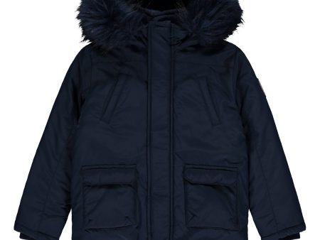 MITCH - Toronto Faux Fur Padded Jacket - Blue Navy For Sale