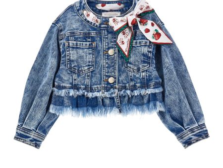 MONNALISA - Strawberry Denim Jacket - Blue Fashion