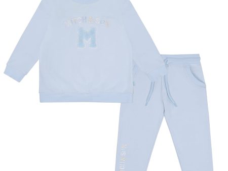 MITCH & SON - Addy Loopy Badge Crewneck Tracksuit - Pale Blue Online now