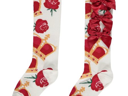 A DEE - A Dee Queen Cora Crown Knee High Socks  - White Sale