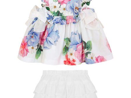 BALLOON CHIC - Floral Baby Dress - White Online now