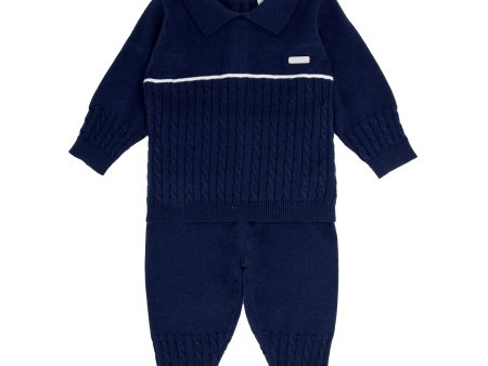 BLUES BABY -  Knit Cable & Rib Two Piece - Navy Hot on Sale