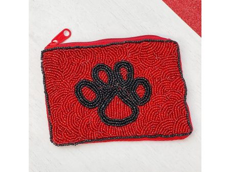 Paw Print Beaded Pouch with Zipper Online