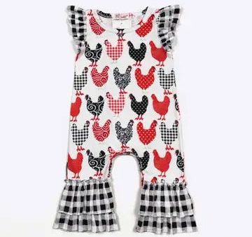 Plaid Chicken Baby Romper Cheap