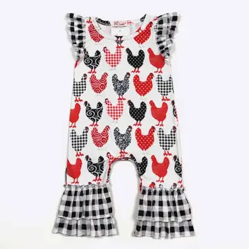 Plaid Chicken Baby Romper Cheap