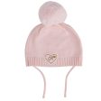 LITTLE A - Bear Hugs Glynne Bear Knitted Pom Pom Hat - Baby Pink For Cheap