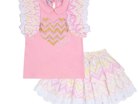 A DEE - Leanne Chic Chevron Skirt Set - Pink For Discount