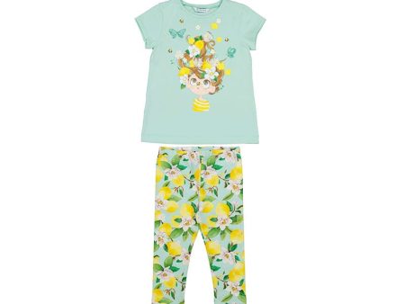 MAYORAL - Lemon Bee Legging Set - Mint Online Hot Sale