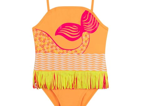 BILLIEBLUSH - Mermaid Tail Swimsuit - Orange For Discount