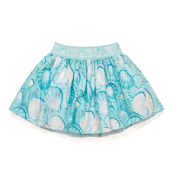 A DEE - Olive Ocean Pearl Print Skirt Set - White For Sale