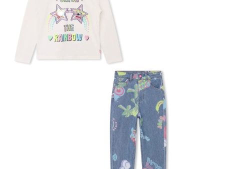 BILLIEBLUSH - Rainbow Top & Jean Set - Denim Online Sale