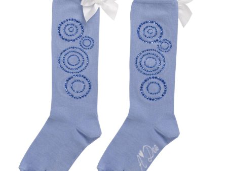 A DEE - A Dee On Ice Perrie Diamante Knee High Socks - Iced Blue Online now