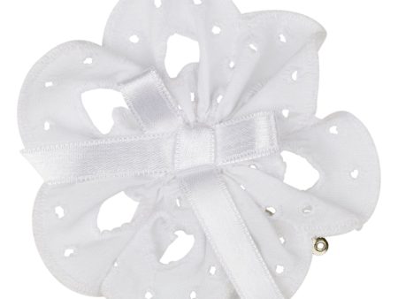 LITTLE A - Joules Pastel Hearts Broderie Anglaise Hair Clip - White For Discount