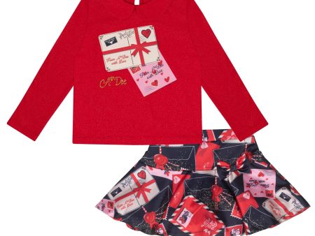 A DEE - From A Dee With Love Roxy Envelope Print Skirt Set - Red For Sale